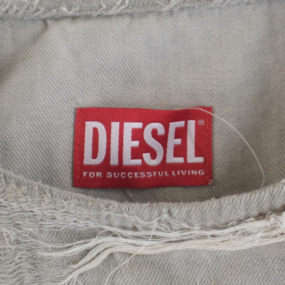 DIESEL(ディーゼル) D-JUST-FSG1 ダメージ加工 オーガニックコットンスウェットシャツ グレー A18195