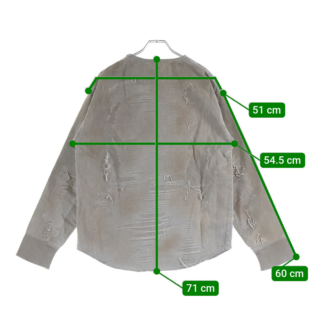 DIESEL(ディーゼル) D-JUST-FSG1 ダメージ加工 オーガニックコットンスウェットシャツ グレー A18195