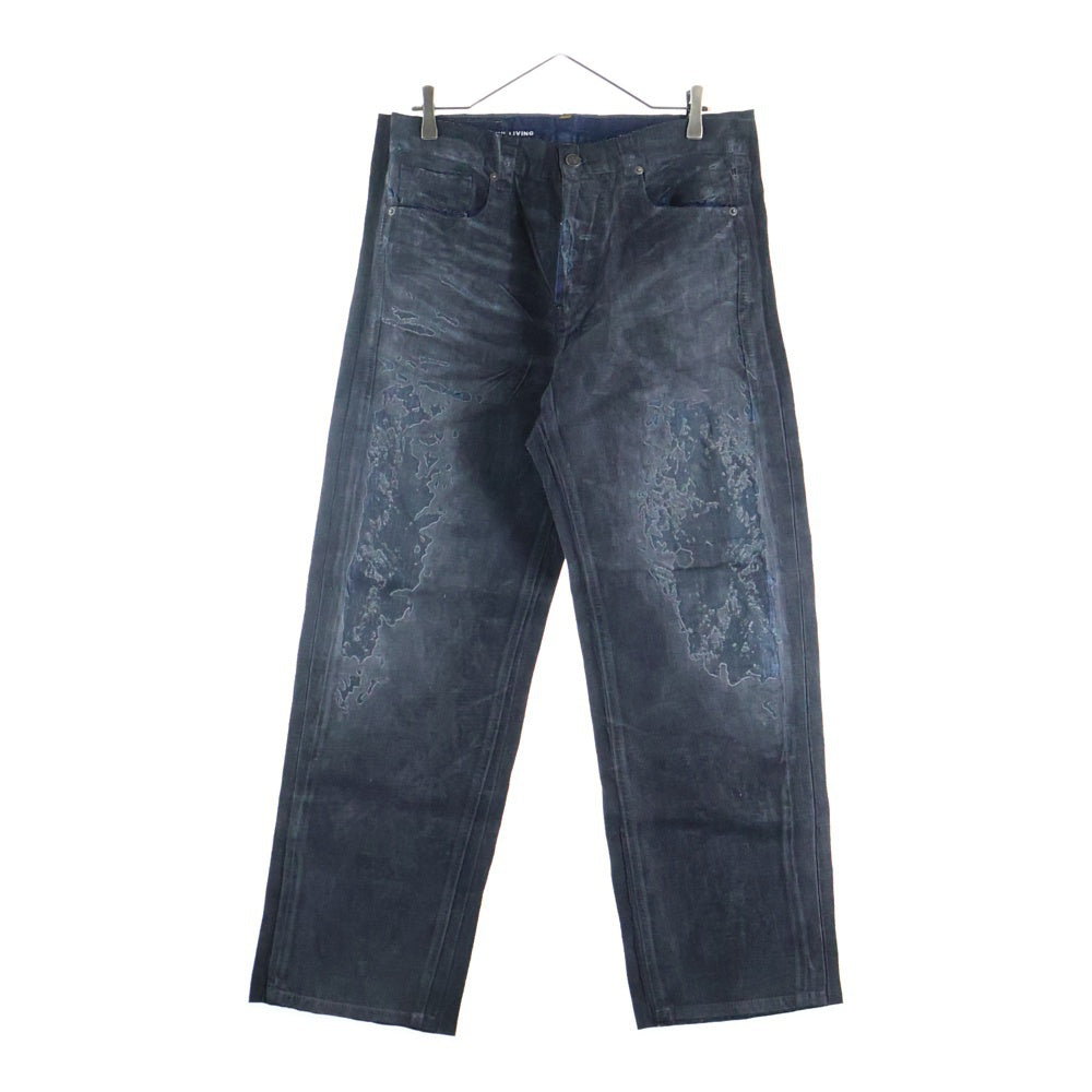 DIESEL(ディーゼル) 2010 D-MACS-FSE2 貼り付け加工 ワイド デニムパンツ ブラック/インディゴ A13887