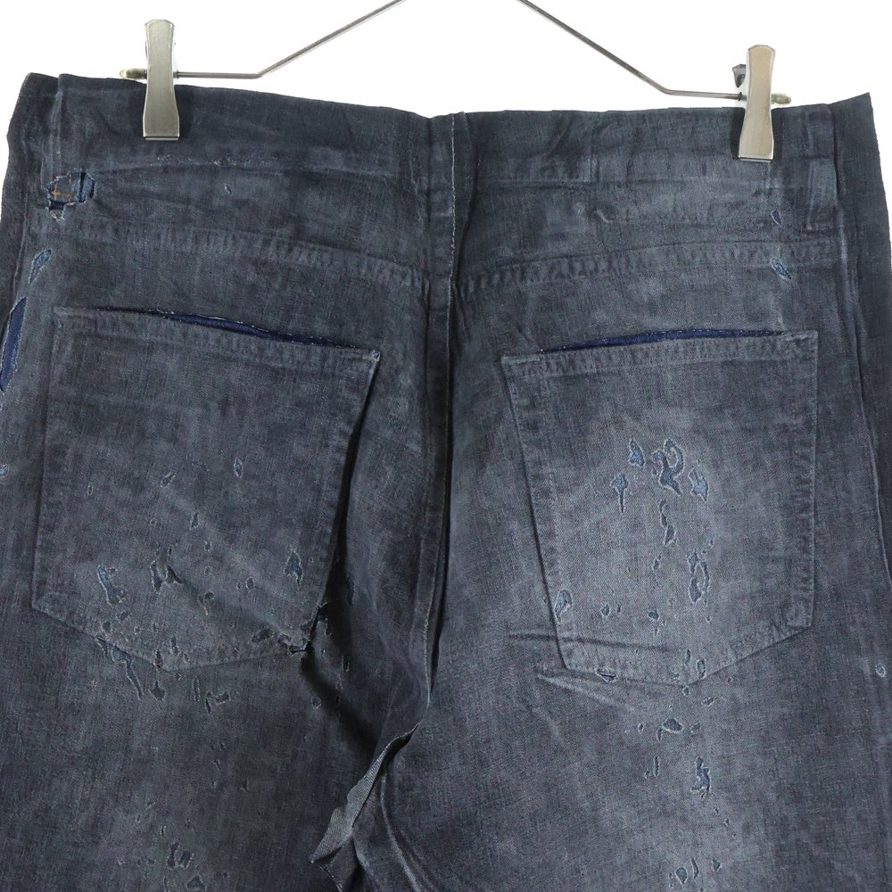 DIESEL(ディーゼル) 2010 D-MACS-FSE2 貼り付け加工 ワイド デニムパンツ ブラック/インディゴ A13887
