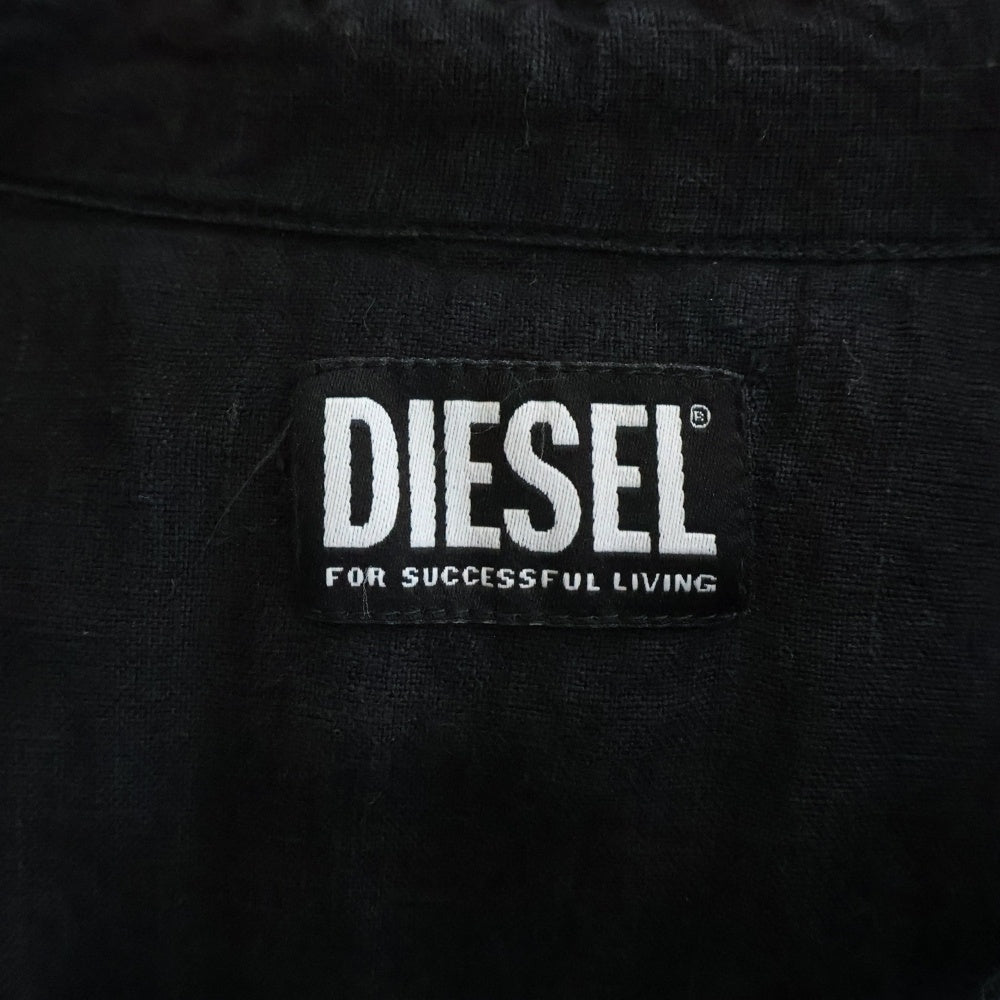 DIESEL(ディーゼル) S-PLAN-X D刺繍 ボタンダウン 長袖シャツ ブラック A10588