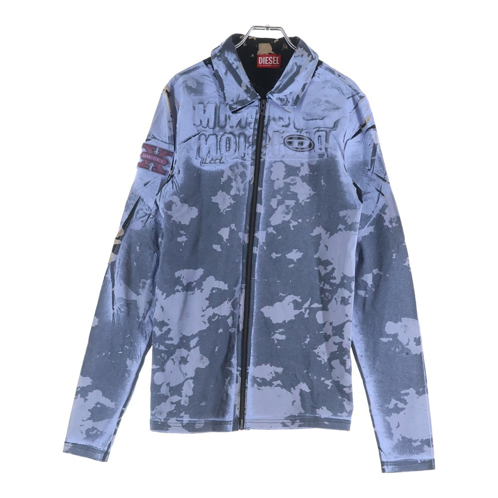 DIESEL(ディーゼル) 24SS S-CORSE-P1 カモ柄 ジップアップ 長袖シャツ ブルー A13616