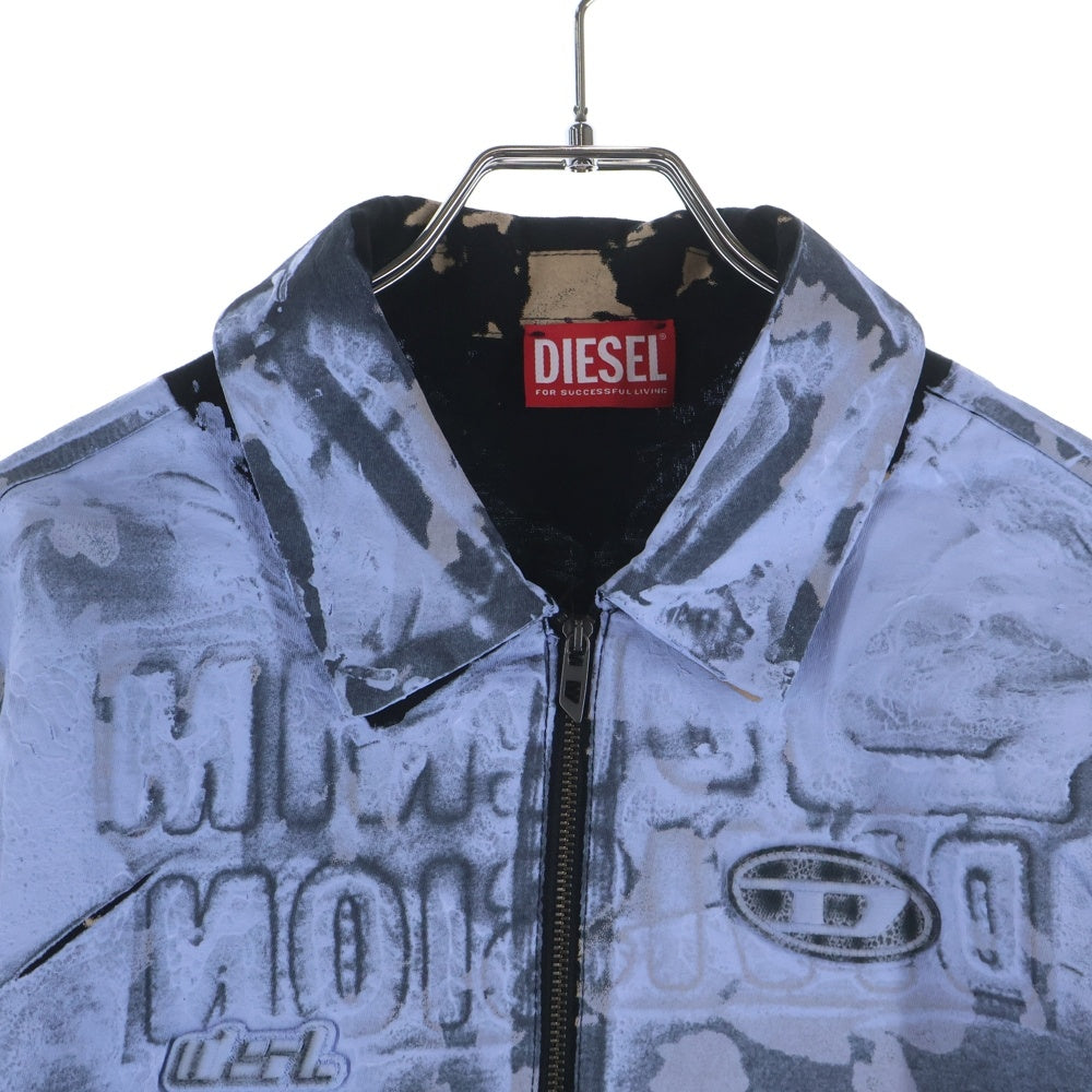 DIESEL(ディーゼル) 24SS S-CORSE-P1 カモ柄 ジップアップ 長袖シャツ ブルー A13616