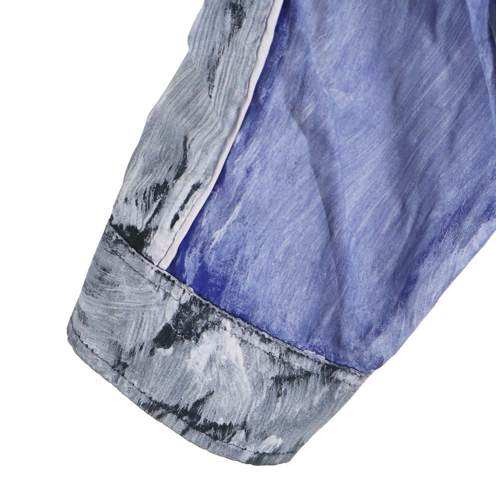 DIESEL(ディーゼル) 24AW S-CREED-BLOCKエスクリード ブロック 加工 切替 長袖シャツ ブルー/ブラック A14419