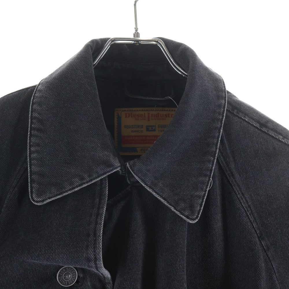 DIESEL(ディーゼル) D-DELIRIOUS ダブルブレスト デニム トレンチコート ブラック A03873