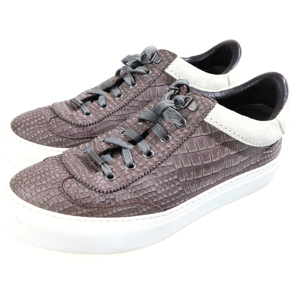 JIMMY CHOO(ジミーチュウ) クロコエンボス レザー ローカットスニーカー ブラウン/ホワイト