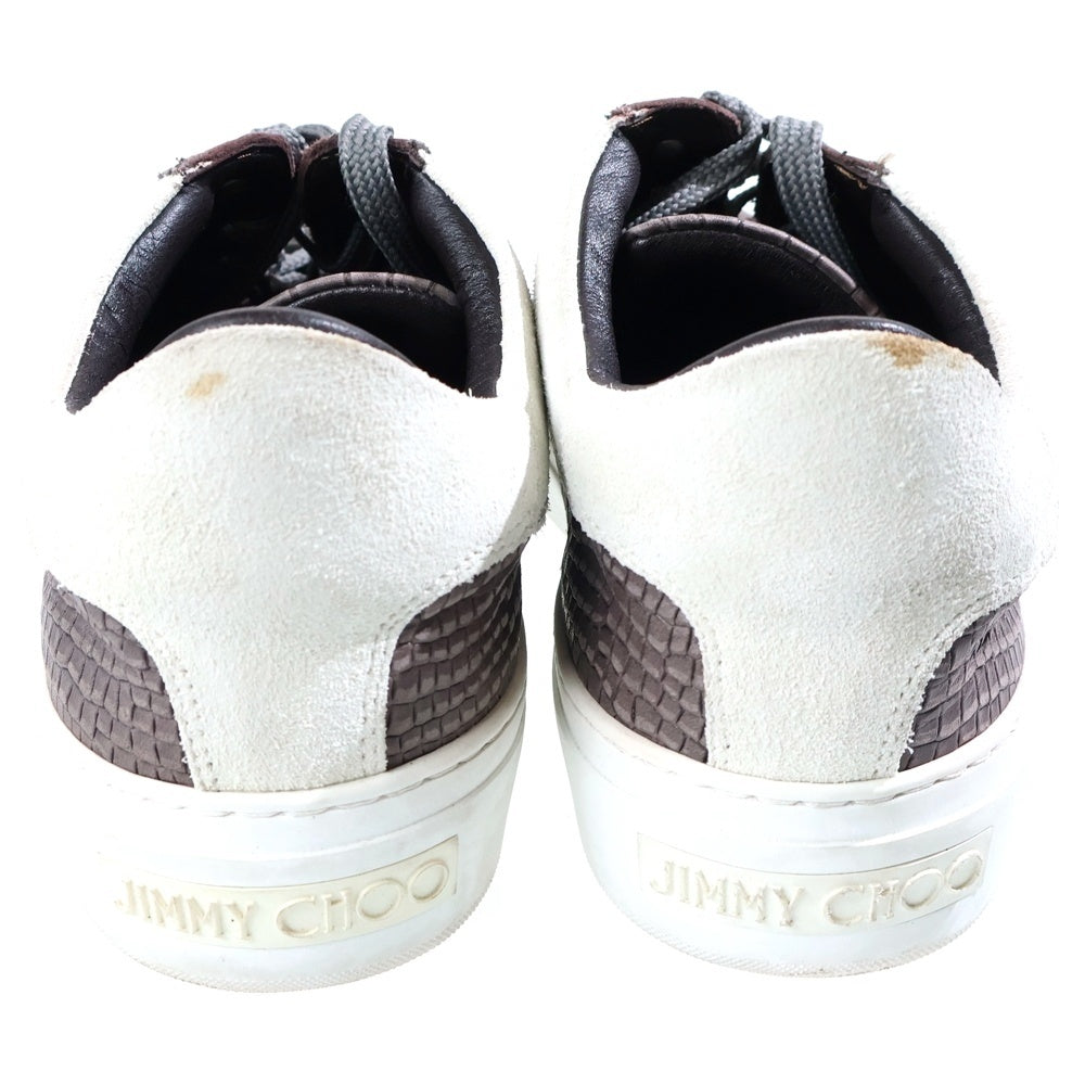 JIMMY CHOO(ジミーチュウ) クロコエンボス レザー ローカットスニーカー ブラウン/ホワイト