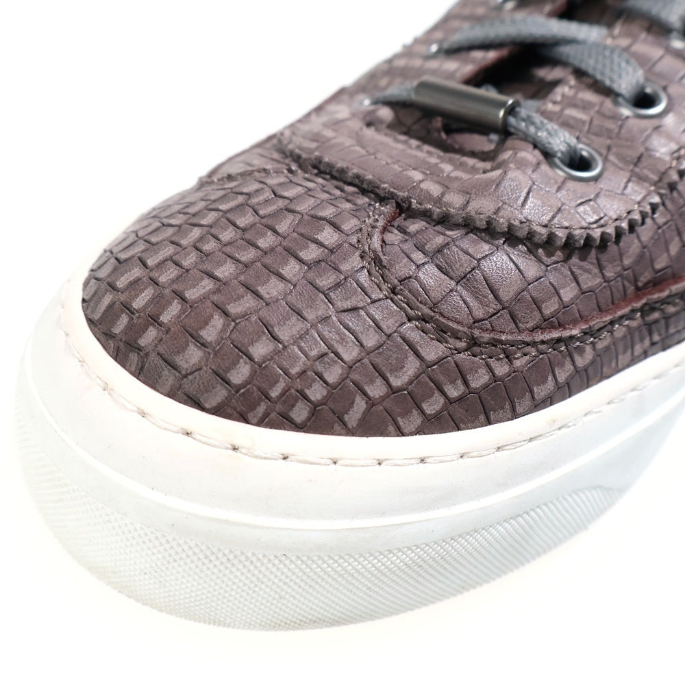 JIMMY CHOO(ジミーチュウ) クロコエンボス レザー ローカットスニーカー ブラウン/ホワイト