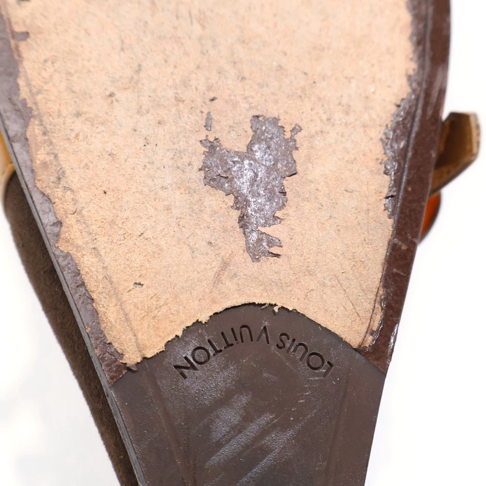 LOUIS VUITTON(ルイヴィトン) ポインテッドトゥ フラワー装飾 スエード パンプス ブラウン レディース