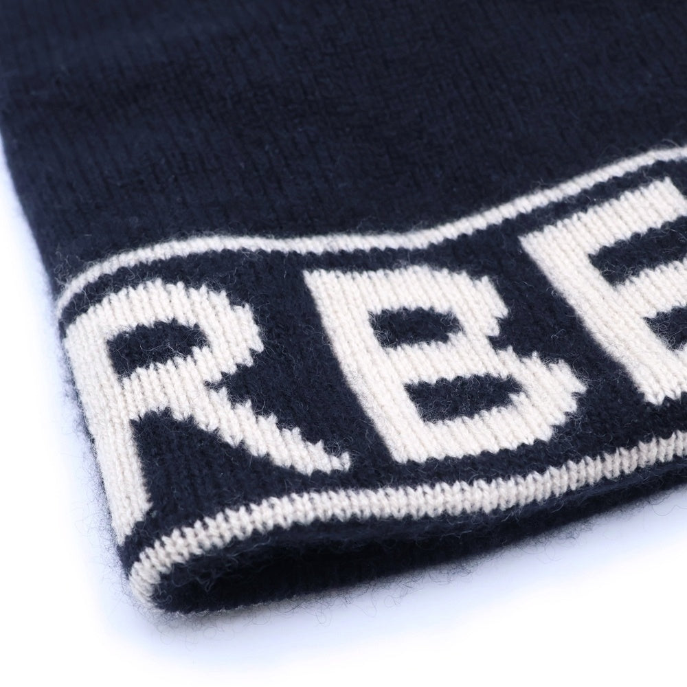BURBERRY(バーバリー) カシミヤロゴ ジャガード ニットキャップ 帽子 ブラック 8023982