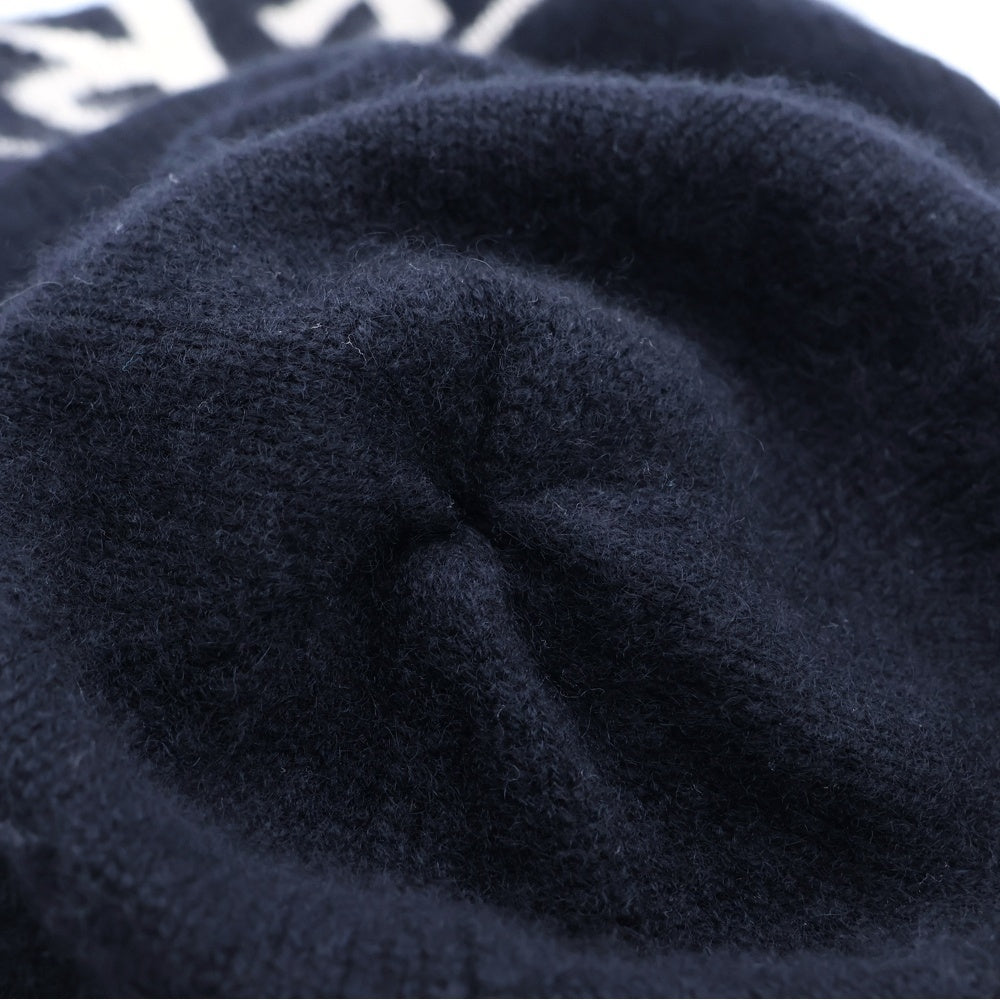 BURBERRY(バーバリー) カシミヤロゴ ジャガード ニットキャップ 帽子 ブラック 8023982