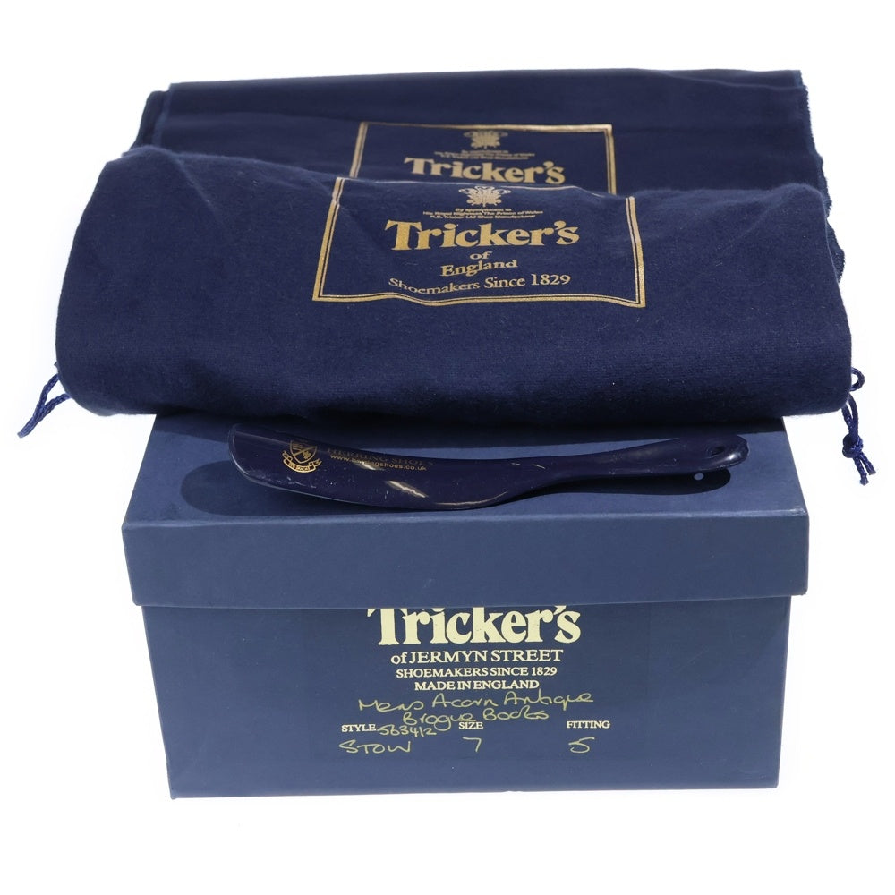 Tricker's(トリッカーズ) ACORN ANTIQUE BLOGUG BOOTS ウィングチップ レザー カントリーブーツ ブラウン S63412