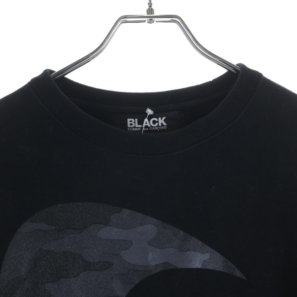 BLACK COMME des GARCONS(ブラックコムデギャルソン) 18AW ×NIKE ナイキ スウォッシュ ロゴプリント クルーネック スウェット トレーナー ブラック 1B-T107