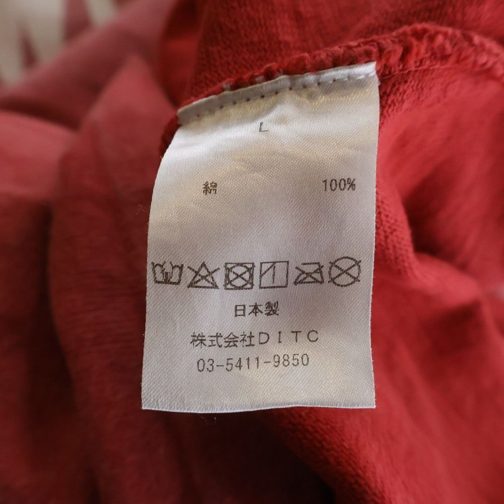 BOWWOW(バウワウ) ROSE BOWL ローズ ボウル ヴィンテージ加工 七分袖 スウェットトレーナー レッド