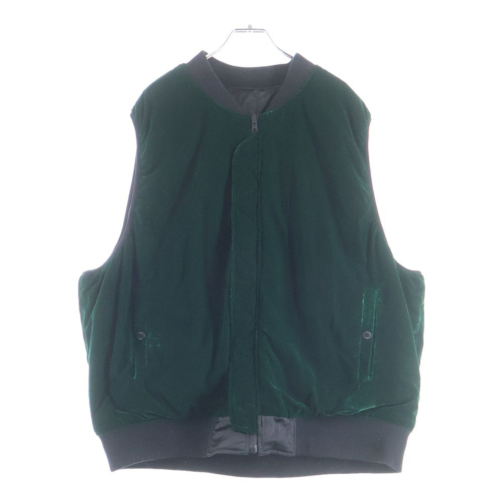 VANS(ヴァンズ) DRAGON REVERSIBLE VEST ドラゴン 刺繍 ベロア リバーシブル 中綿 ベスト ブラック/グリーン 124R1093207