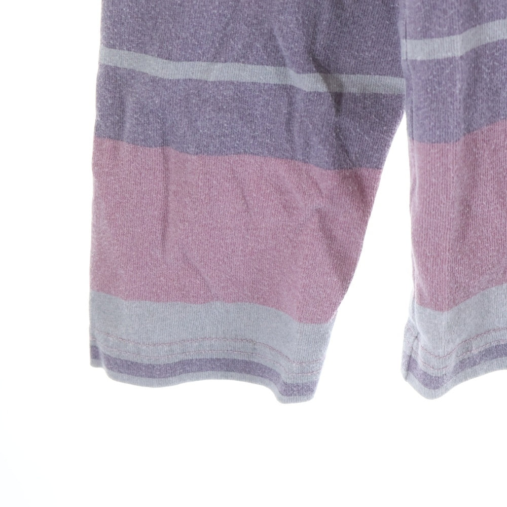 STUSSY(ステューシー) Faded Striped Crew ロゴ刺繍 フェイド ストライプ クルーネック 長袖Tシャツ カットソー ピンク/グレー 1140269