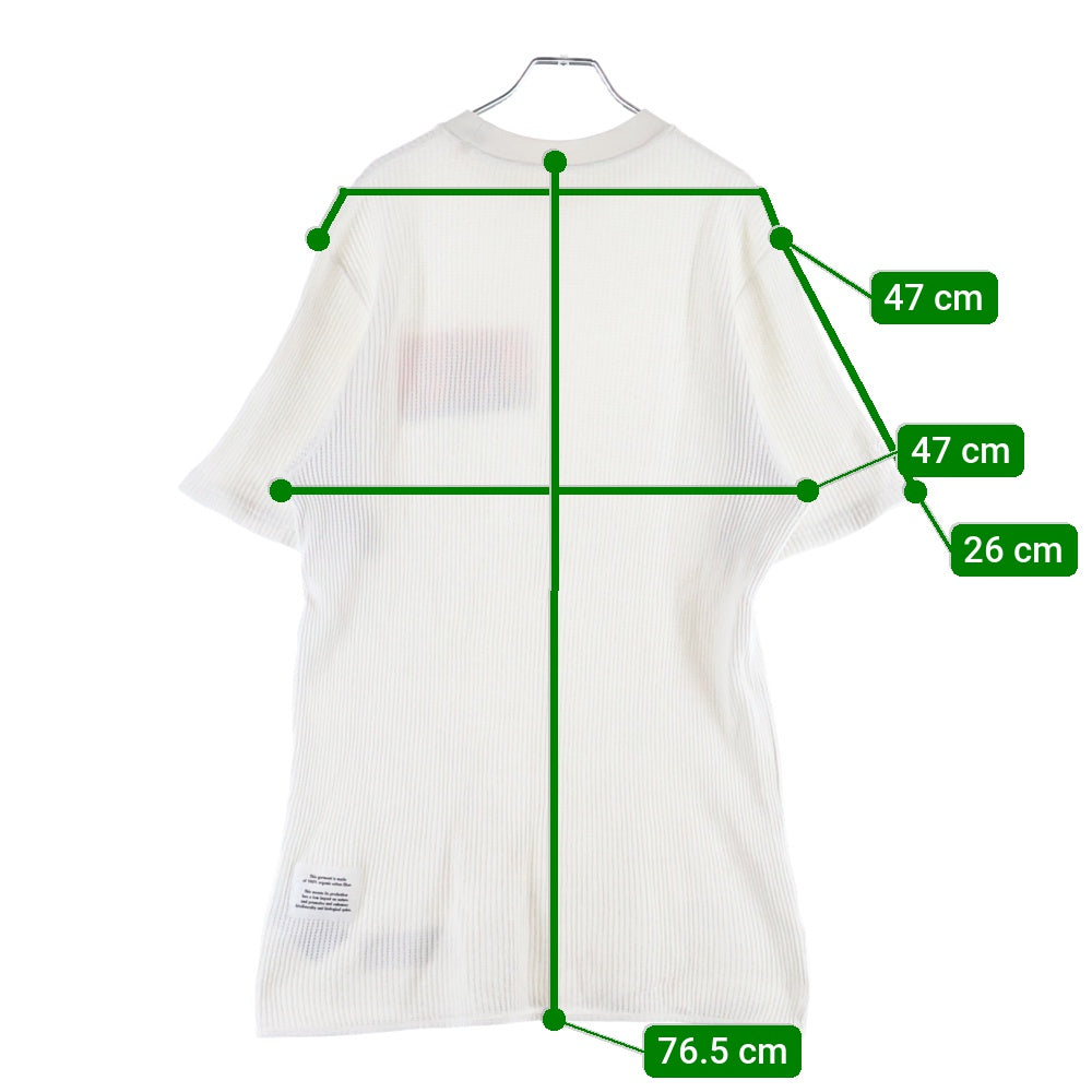 HERON PRESTON(ヘロンプレストン) 20SS WAFFLE HERON BOLD TEE フロントプリント ワッフル クルーネック 半袖Tシャツ カットソー ホワイト HMAA010S20914013
