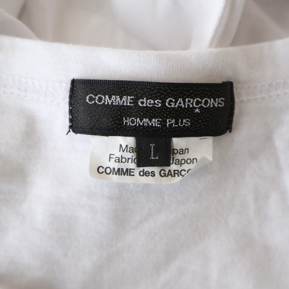 COMME des GARCONS HOMME PLUS(コムデギャルソンオムプリュス) 21SS グラフィックプリント 変形デザイン クルーネック 半袖Tシャツ カットソー ホワイト PG-T003 AD2020