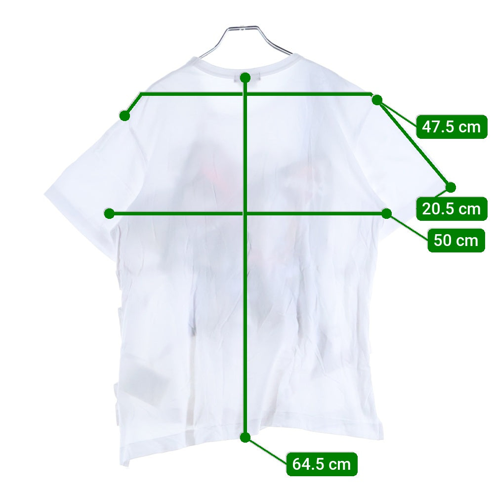 COMME des GARCONS HOMME PLUS(コムデギャルソンオムプリュス) 21SS グラフィックプリント 変形デザイン クルーネック 半袖Tシャツ カットソー ホワイト PG-T003 AD2020