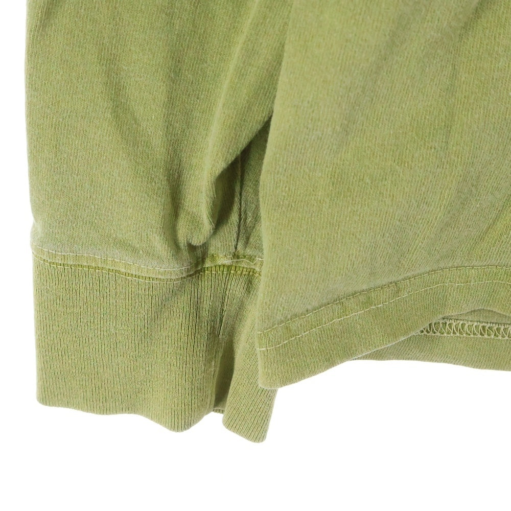 STUSSY(ステューシー) Spring Weeds Pigment Dyed L/S Tee バックプリント クルーネック 長袖Tシャツ カットソー カーキ