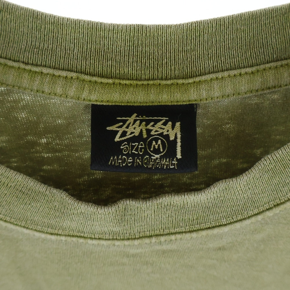 STUSSY(ステューシー) Spring Weeds Pigment Dyed L/S Tee バックプリント クルーネック 長袖Tシャツ カットソー カーキ