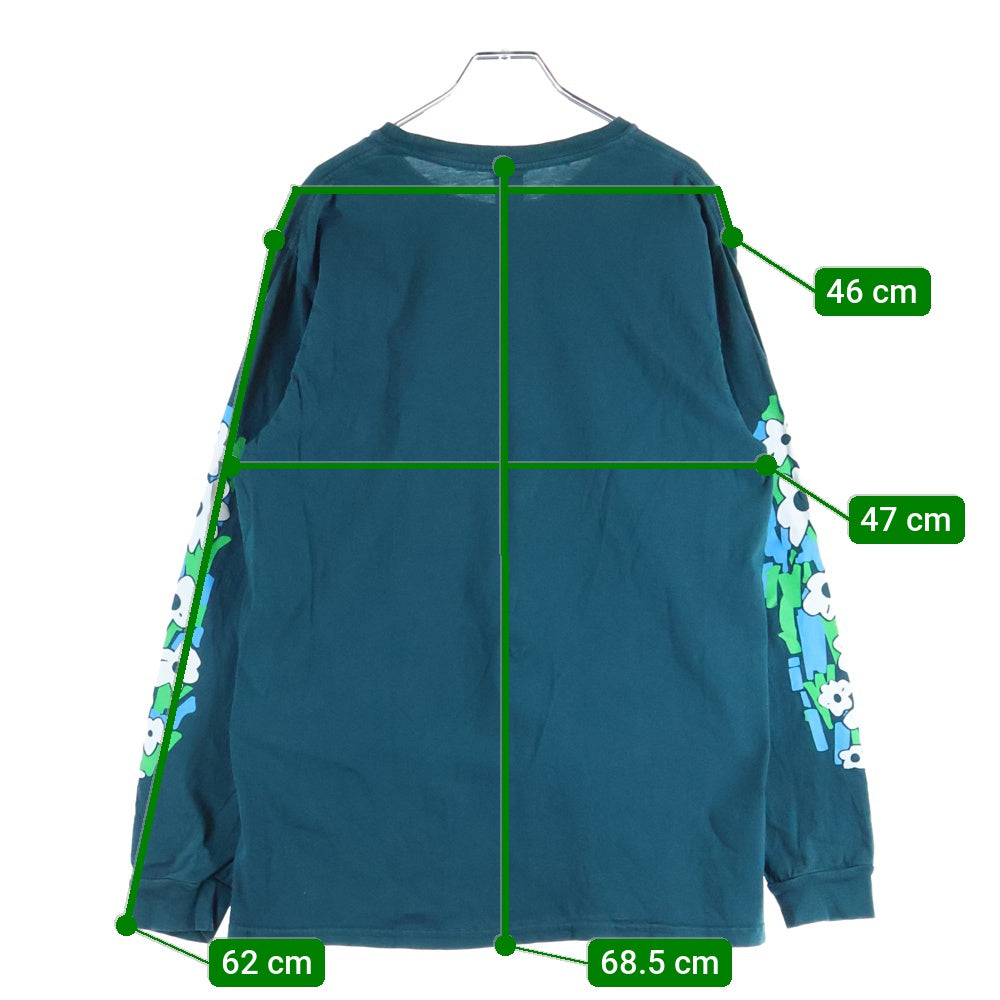 NOAH(ノア) FLOWERS POCKET TEE 袖フラワープリント クルーネック 長袖Tシャツ カットソー グリーン 23-070-122-0059-1-0