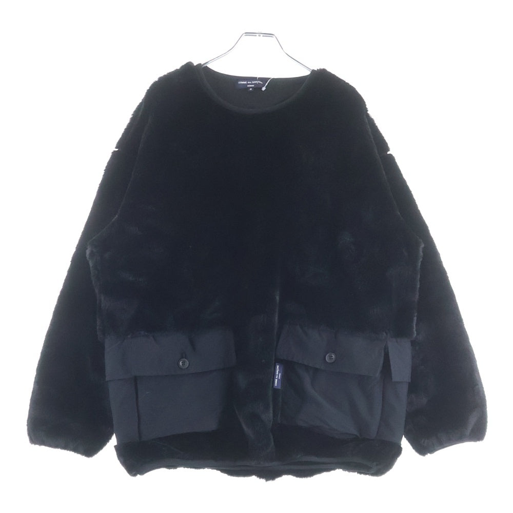 COMME des GARCONS HOMME(コムデギャルソンオム) 24AW マイクロファー ショルダーボタン プルオーバー スウェット ブラック HL-T024