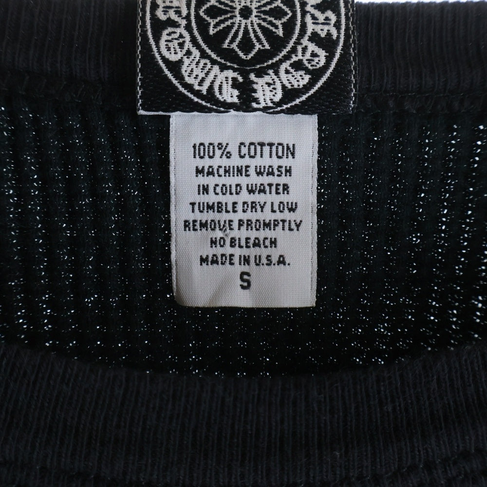 CHROME HEARTS(クロムハーツ) OLD Thermal L/S Tee オールド 袖クロス 刺繍 サーマル クルーネック 長袖Tシャツ カットソー ブラック