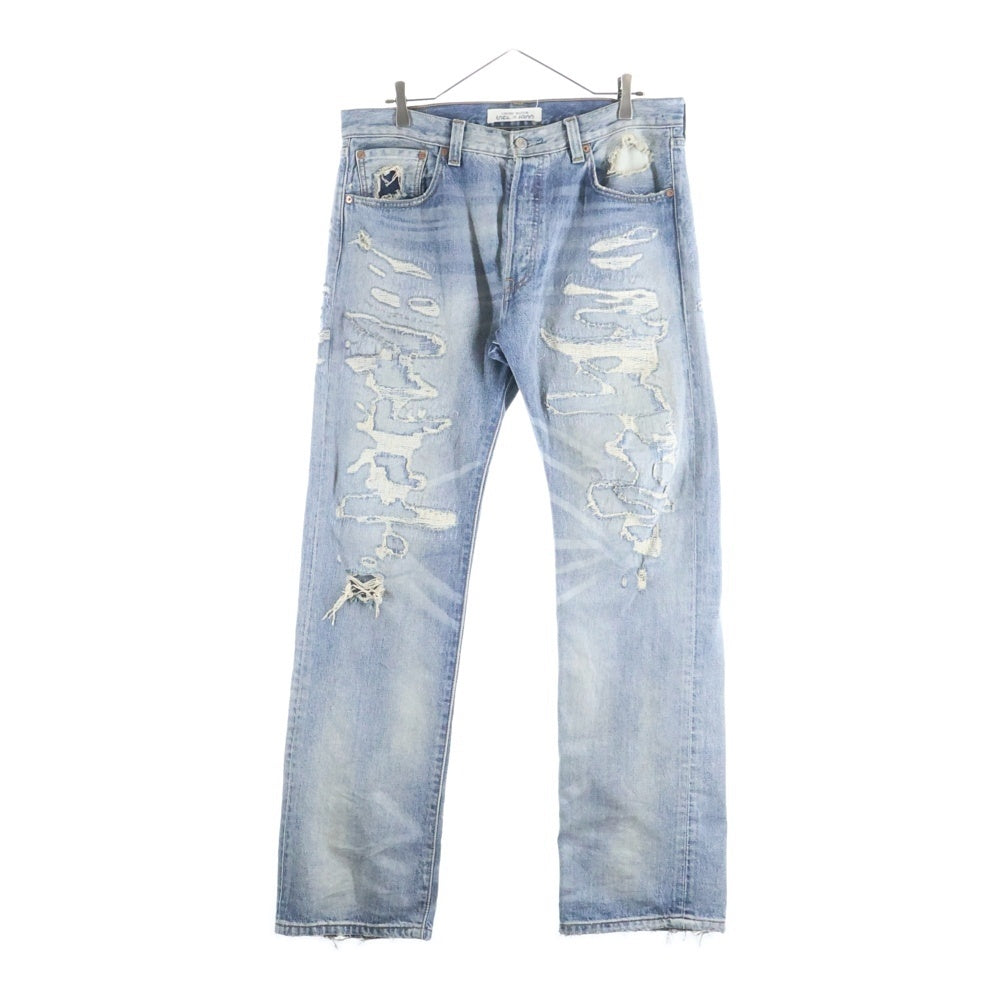 Levi's(リーバイス) LIMITED EDITION 501 世界限定1800本 リペア ダメージ加工 ストレート デニムパンツ インディゴ 08501-0461