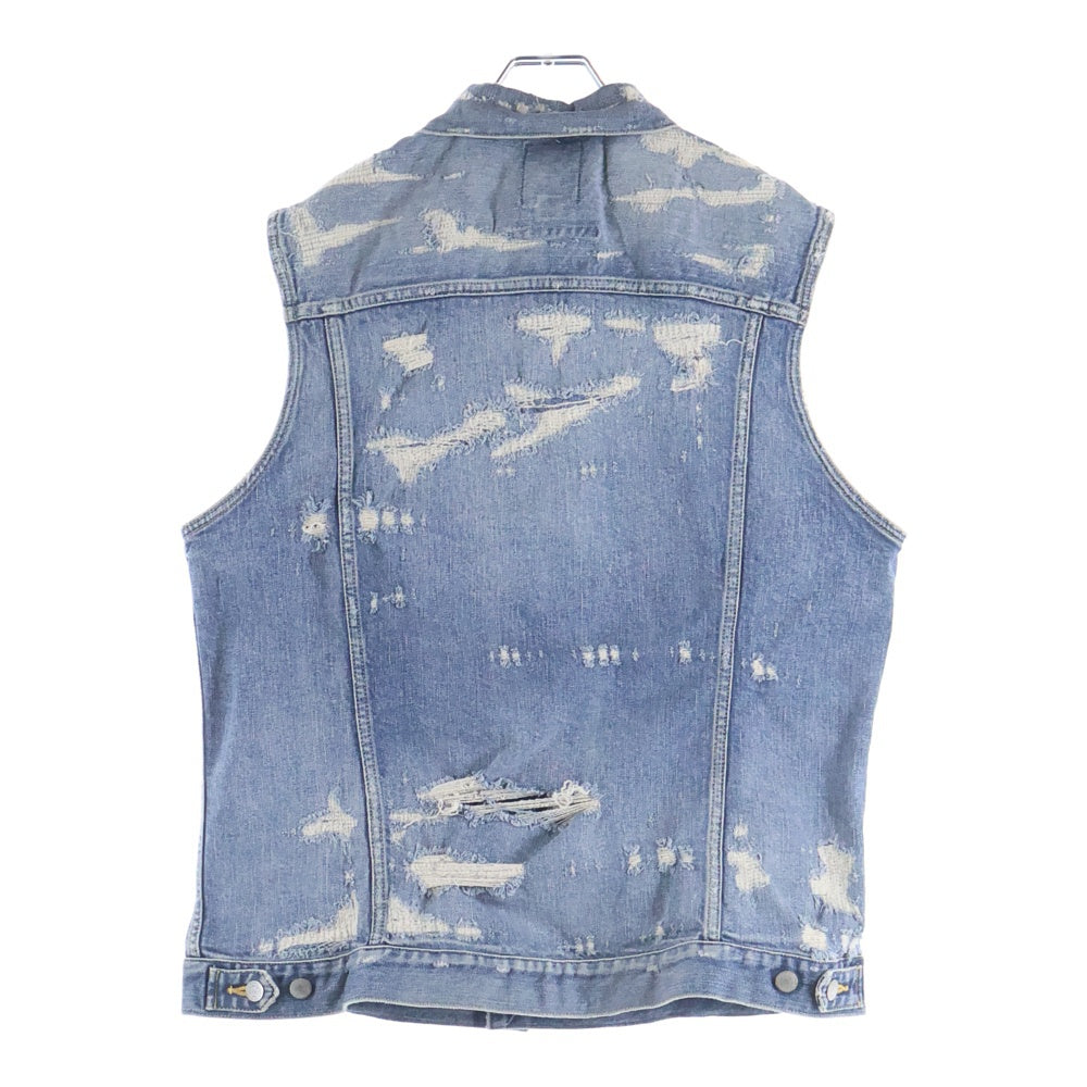 CRIMIE(クライミー) STRETCH SELVEDGE DENIM VEST リペア ダメージ加工 ストレッチ セルビッチデニム ベスト インディゴ