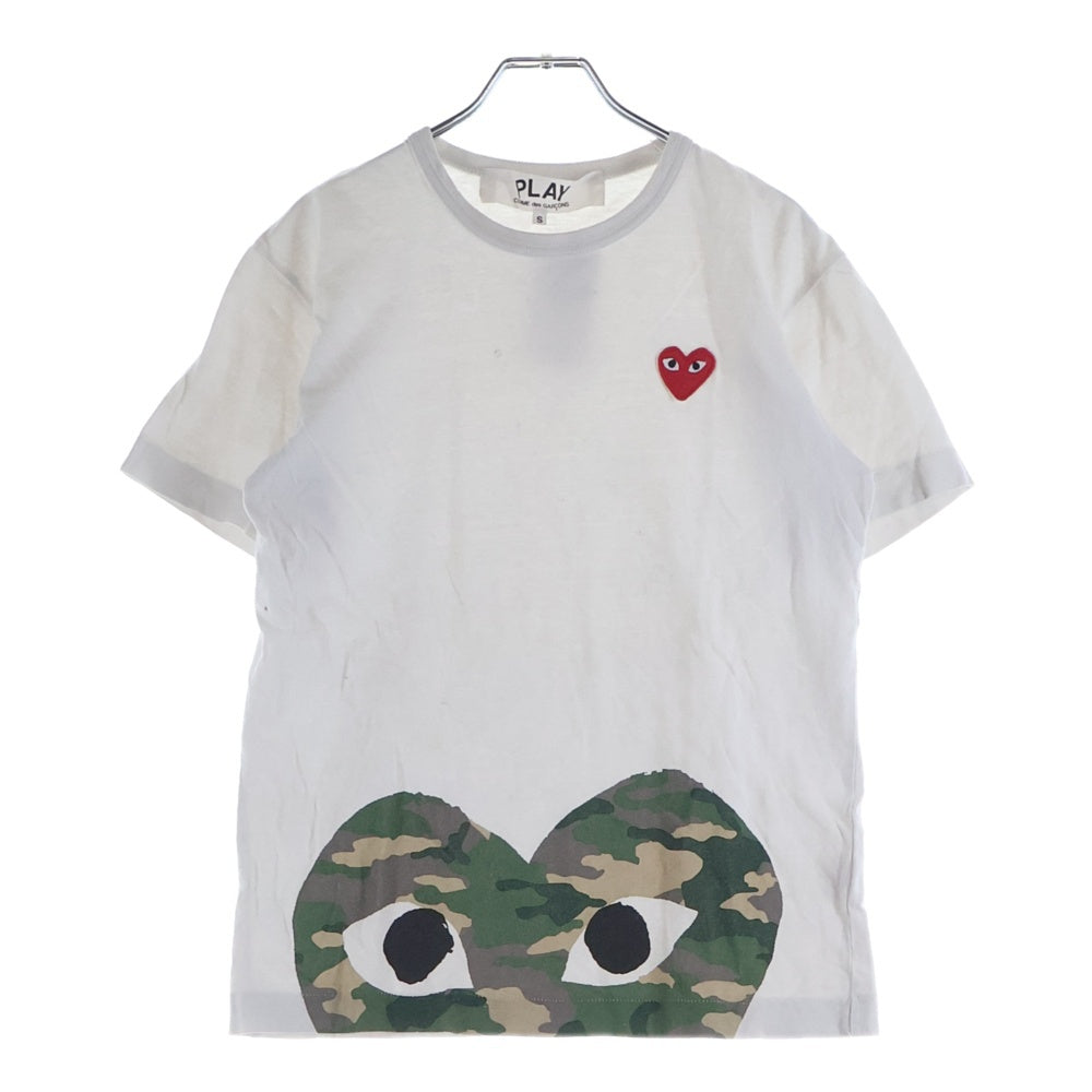 PLAY COMME des GARCONS(プレイコムデギャルソン) ハート刺繍 プリント クルーネック 半袖Tシャツ カットソー ホワイト