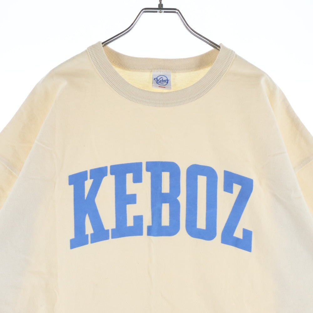 KEBOZ(ケボズ) フェルトロゴプリント クルーネック 半袖 Tシャツカットソー ベージュ