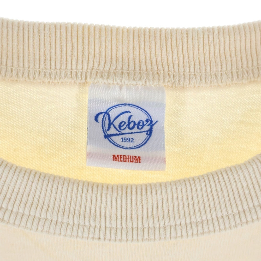KEBOZ(ケボズ) フェルトロゴプリント クルーネック 半袖 Tシャツカットソー ベージュ