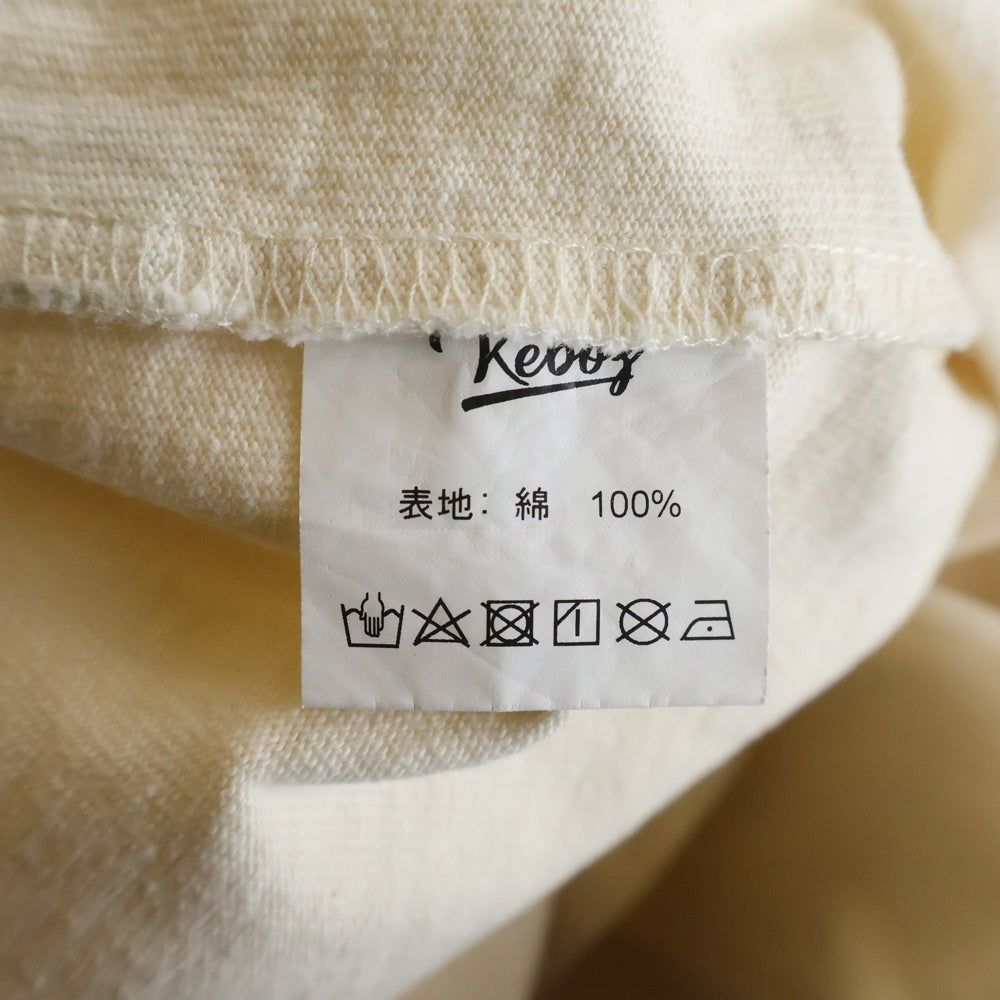KEBOZ(ケボズ) フェルトロゴプリント クルーネック 半袖 Tシャツカットソー ベージュ