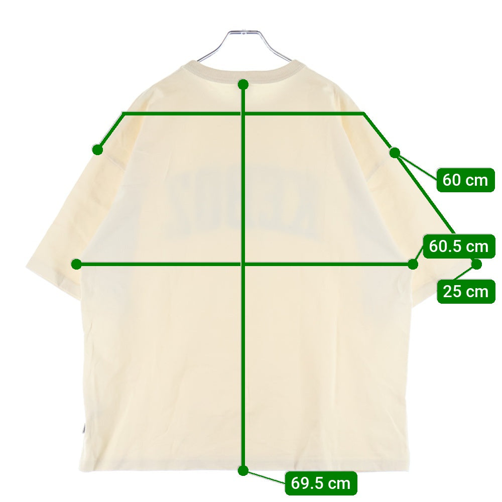 KEBOZ(ケボズ) フェルトロゴプリント クルーネック 半袖 Tシャツカットソー ベージュ