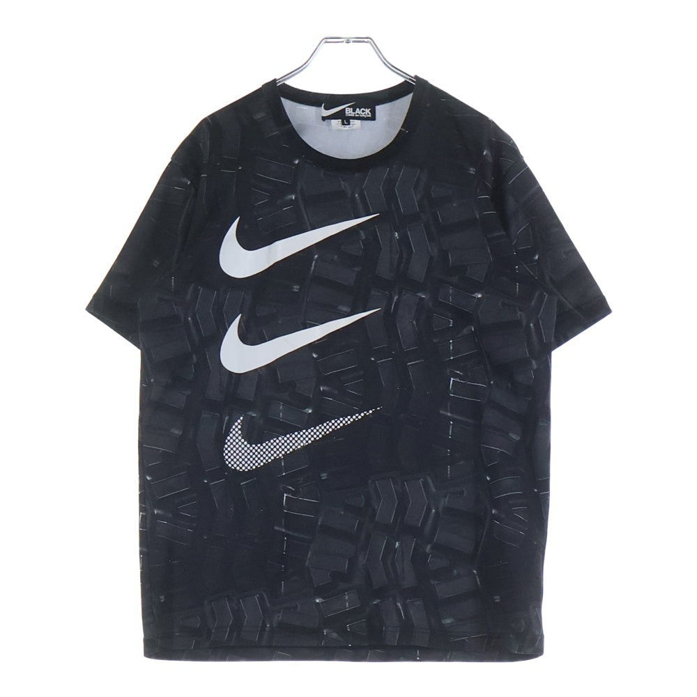 BLACK COMME des GARCONS(ブラックコムデギャルソン) ×NIKE ナイキ ロゴプリント ポリエステル クルーネック 半袖Tシャツ カットソー ブラック 1I-T102 AD2021