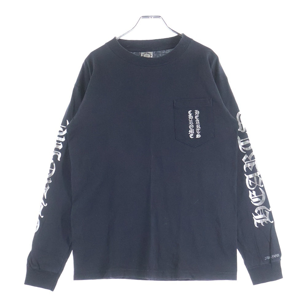 CHROME HEARTS(クロムハーツ) OLD オールド メタリックプリント ロングスリーブ クルーネック長袖Tシャツカットソー ブラック