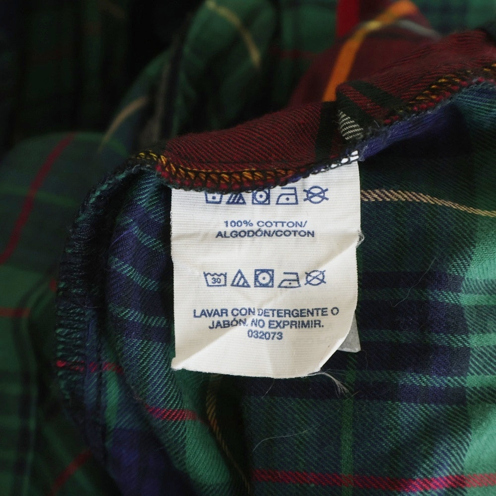 POLO RALPH LAUREN(ポロラルフローレン) ポニー刺繍 ポケット付き チェック 長袖シャツ グリーン/レッド