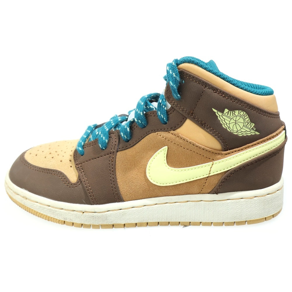 NIKE(ナイキ) AIR JORDAN 1 MID SE エアジョーダン1 ミッドカットスニーカー キッズ ブラウン US3.5Y/22.5cm DZ6335-200
