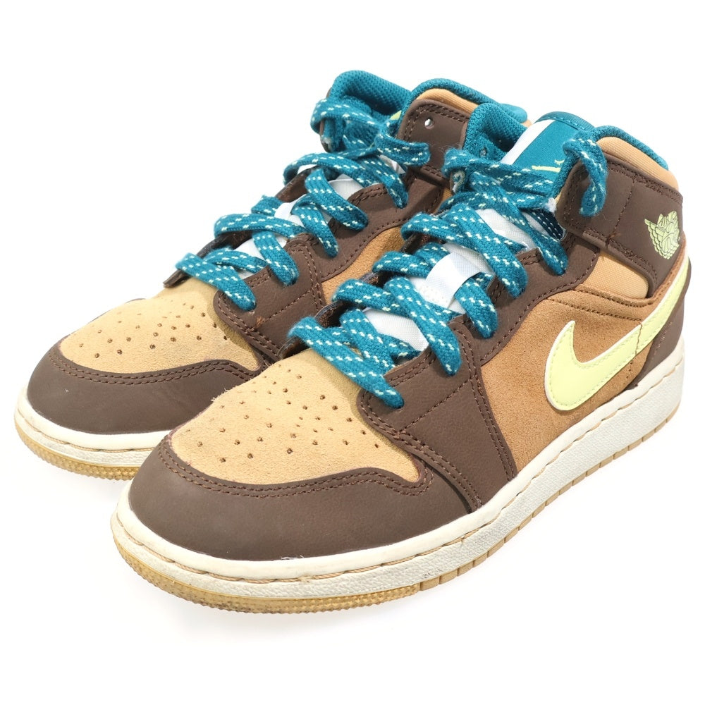 NIKE(ナイキ) AIR JORDAN 1 MID SE エアジョーダン1 ミッドカットスニーカー キッズ ブラウン US3.5Y/22.5cm DZ6335-200