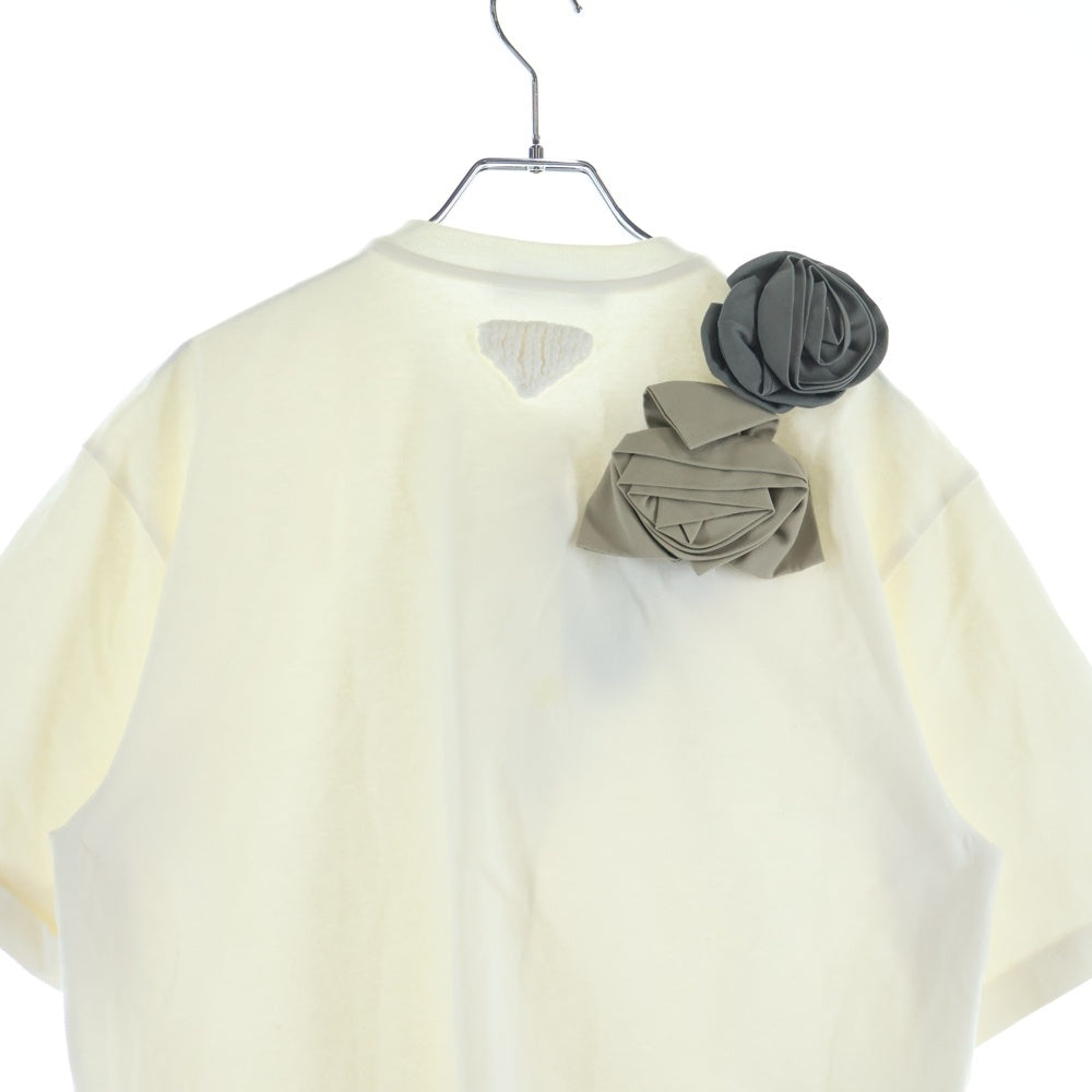 PRADA(プラダ) コサージュ付き ノーカラー コットントップ レディース ホワイト