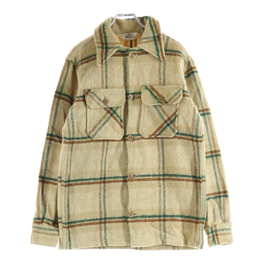 NO BRAND(ノーブランド) 70s VINTAGE ウール CPO チェックシャツジャケット ベージュ