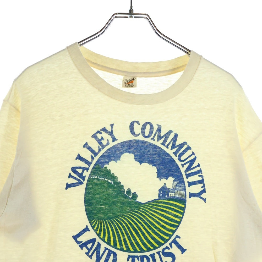 VINTAGE(ヴィンテージ) 90S VINTAGE Hanes ヴィンテージ ヘインズ プリント クルーネック 半袖Tシャツ カットソー ホワイト