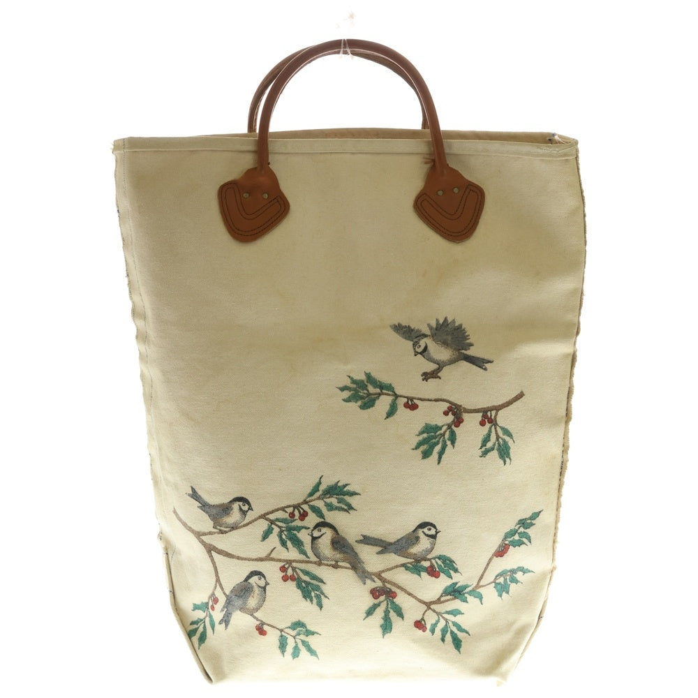 L.L.Bean(エルエルビーン) 80S VINTAGE Boat And Tote ヴィンテージ キャンバス レザー プリント ボートアンドトート トートバッグ ハンドバッグ アイボリー レディース