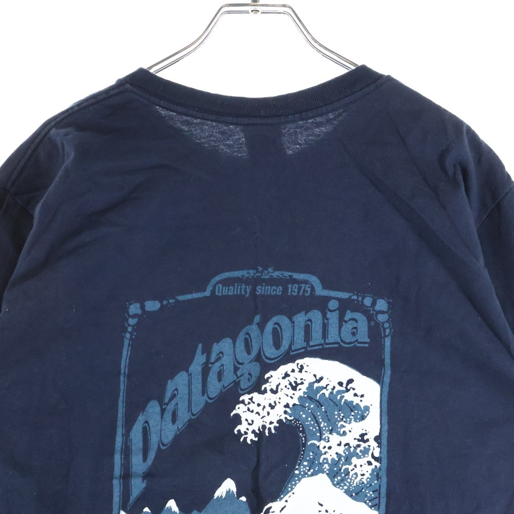 PATAGONIA(パタゴニア) 90S VINTAGE ヴィンテージ 葛飾北斎 プリント クルーネック 半袖Tシャツ カットソー ネイビー