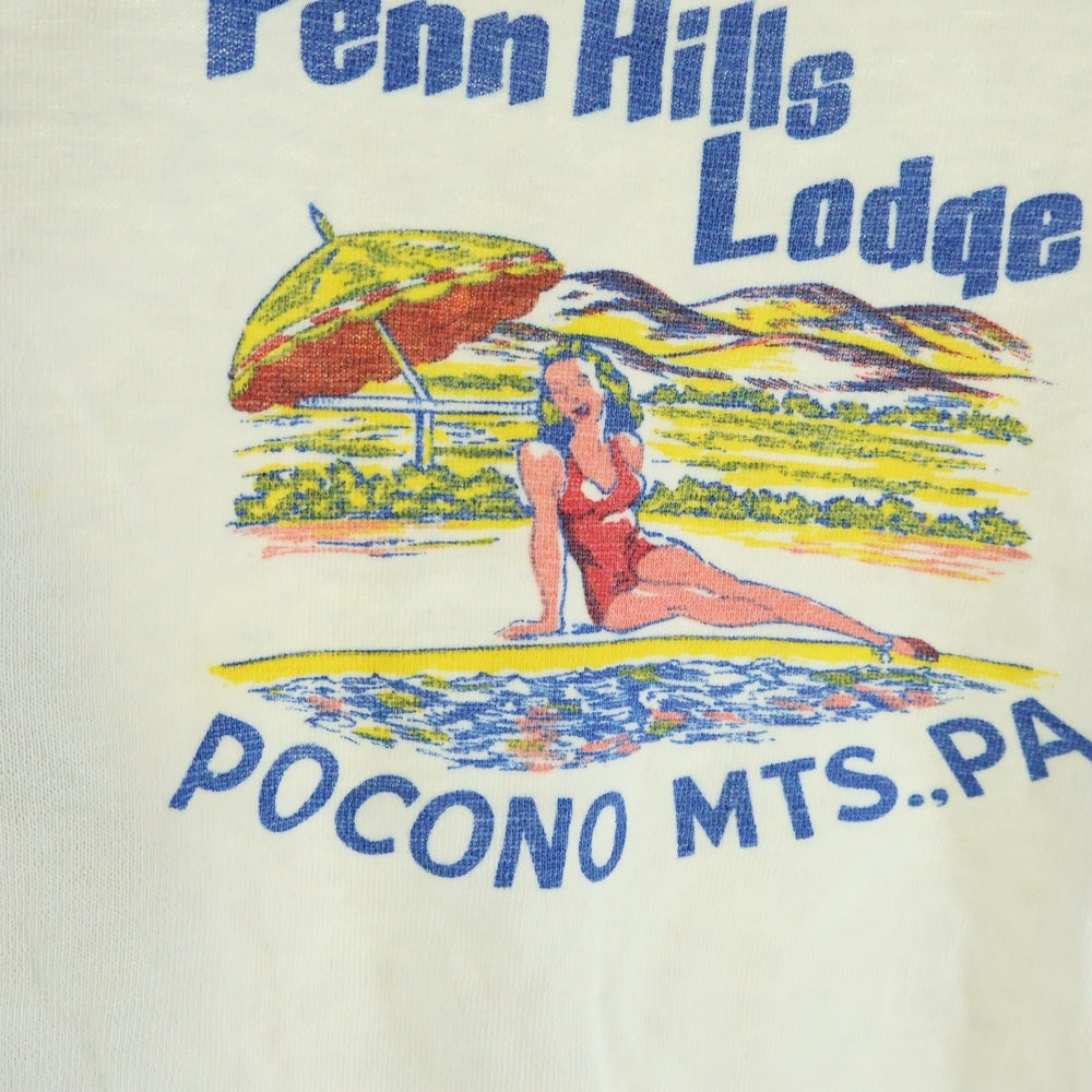 VINTAGE(ヴィンテージ) 50s VINTAGE 前Vガゼット 染み込み プリント スウェットトレーナー Penn Hills Lodge