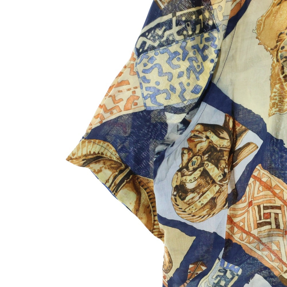 HERMES(エルメス) PERSONA ペルソナ 仮面 総柄 リネン 半袖シャツ マルチ