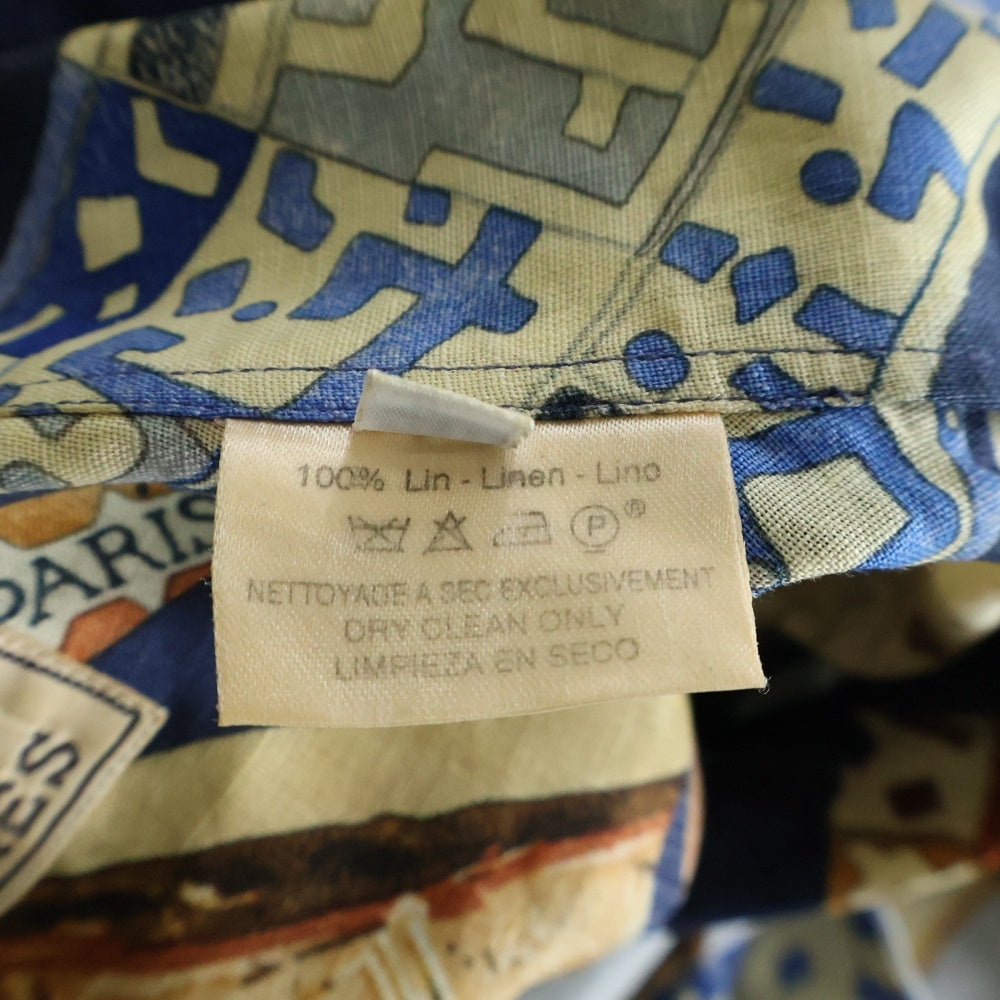 HERMES(エルメス) PERSONA ペルソナ 仮面 総柄 リネン 半袖シャツ マルチ