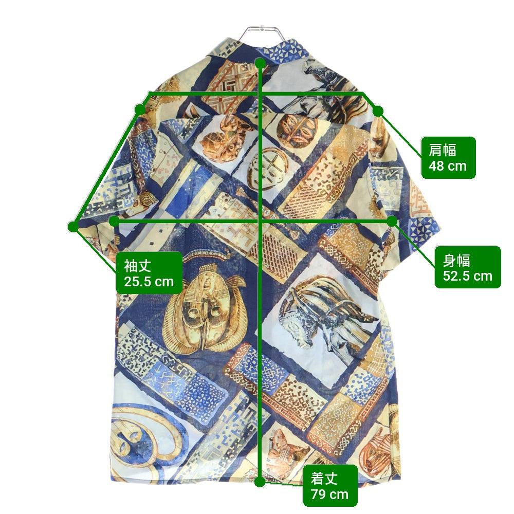 HERMES(エルメス) PERSONA ペルソナ 仮面 総柄 リネン 半袖シャツ マルチ