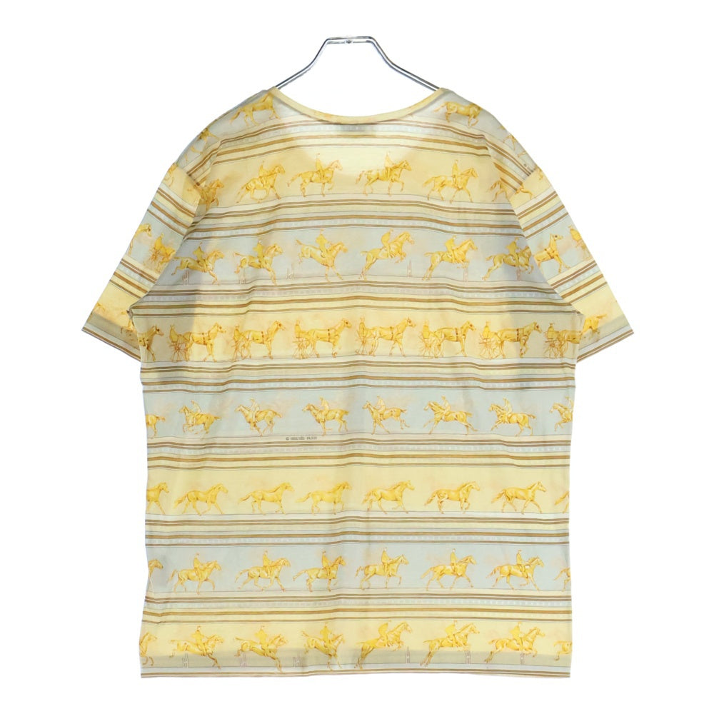 HERMES(エルメス) PFERDEKLEID 馬 総柄 コットン 半袖Tシャツ カットソー ベージュ